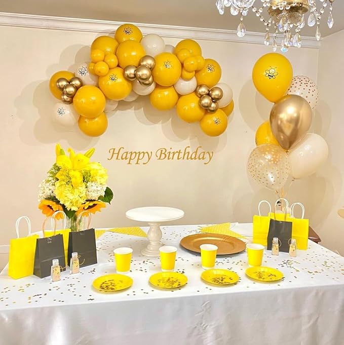 Yellow Gold Confetti Party Balloons, 50pcs12 inch Mustard Light Yellow Gold Latex Balloons for Birthday Wedding Bride Sunflower Theme Party Decoration