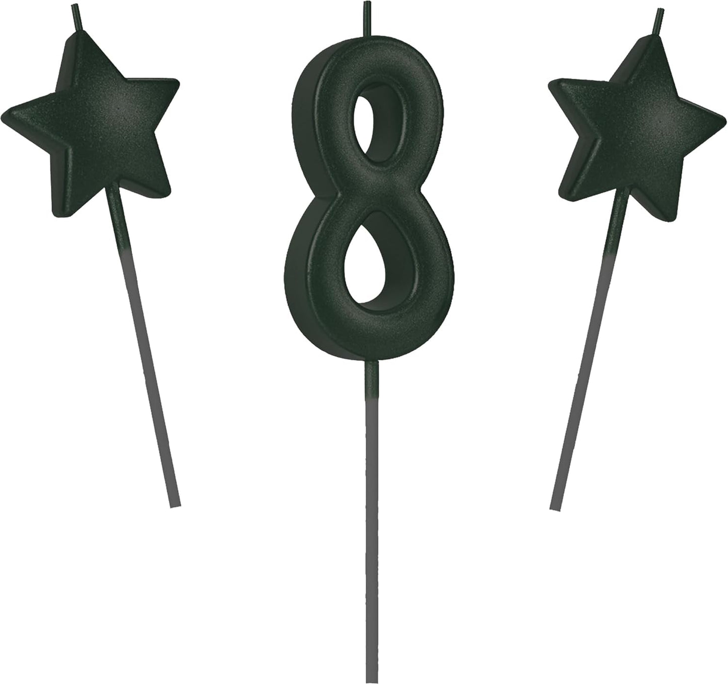 8 Birthday Candles Height 2.75in, Glitter Cake Toppers - Happy Birthday Number 8 for Adults/Kids Party