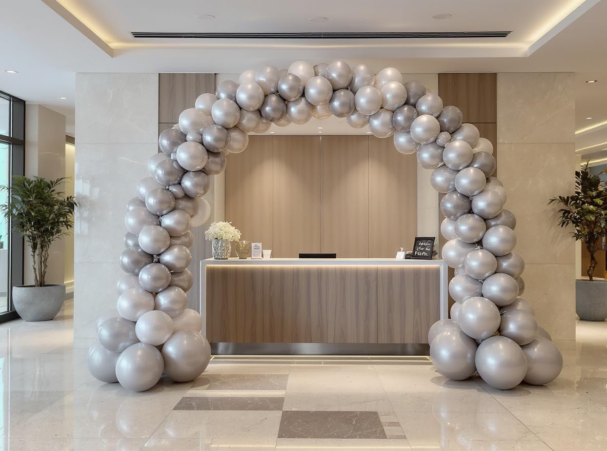 50 Pack 12 Inch Silver Latex Balloons for Party Decorations, Thick Premium Balloons for New Year’s, Corporate Events, Graduation, Wedding, Photo Backdrop, Arch & Garland, Air or Helium