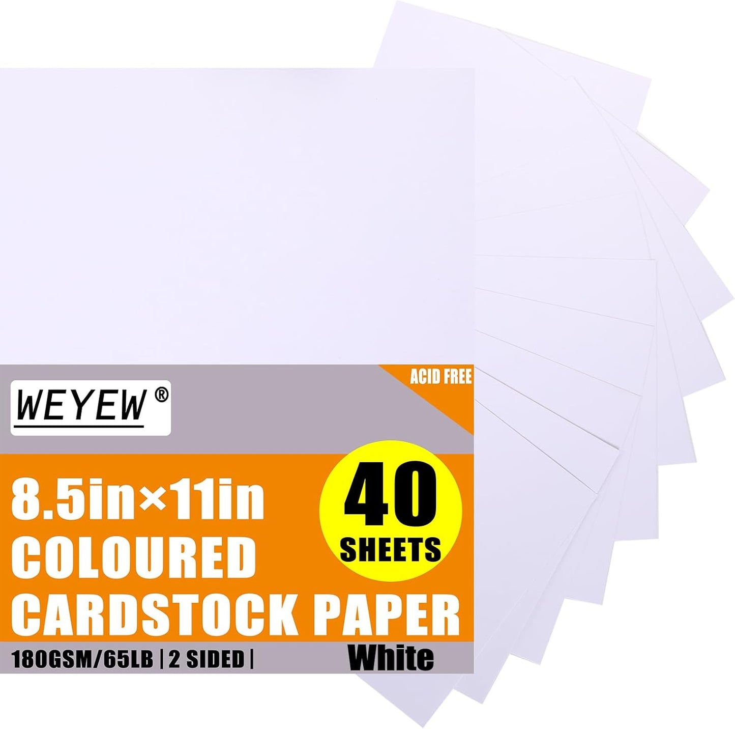 White Cardstock 8.5 x 11 Thick Paper, 40 Sheets 65 LB/180 GSM, Cardstock Printer Paper for Invitations, Menus, Wedding, DIY Cards, Kids School Supplies