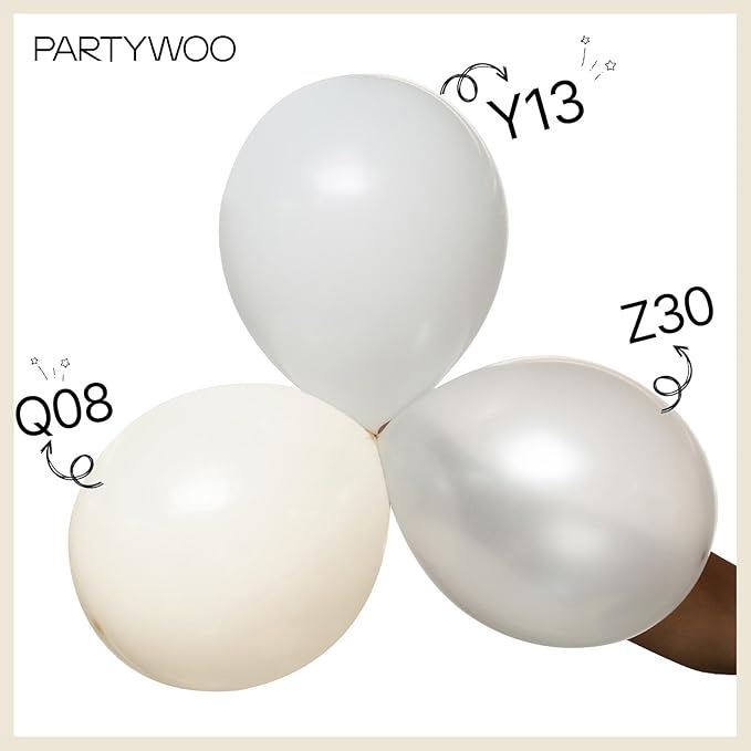 PartyWoo Beige Balloons 140pcs Different Sizes of 18 12 10 5 Inch Cream Ivory Balloon Arch Kit Garland for Wedding Bridal Graduation Baby Shower Easter Birthday Tea Boho Party Decorations White-Q08