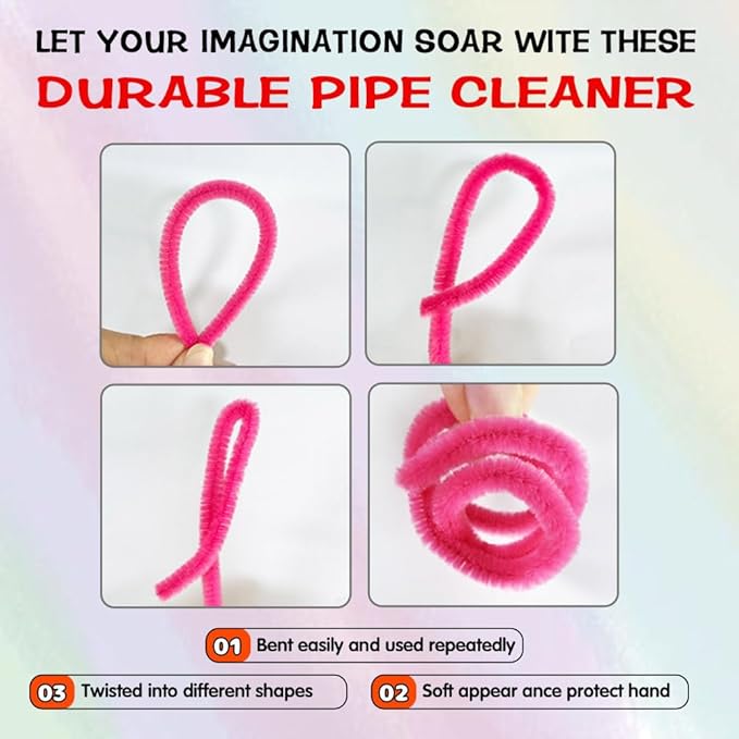 720 Pieces Pipe Cleaners Flower Set, 700 Flower Corlor Chenille Stems Whith 20 Pcs Stems, Craft Supplies Bulk for DIY Art and Craft Projects Creative Gift Wrapping Party Decorations(7 Colors)