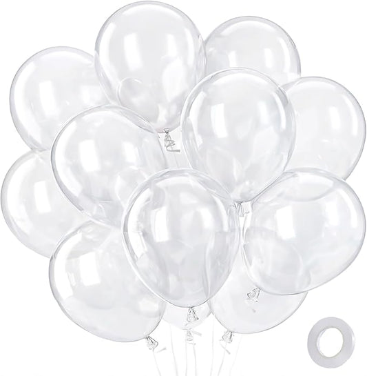 Clear Balloons 100 Pack 12 Inch Latex Transparent Balloons for Baby Shower Christmas Graduation Wedding Anniversary Engagement Bridal Shower Birthday Bubble Party Decorations