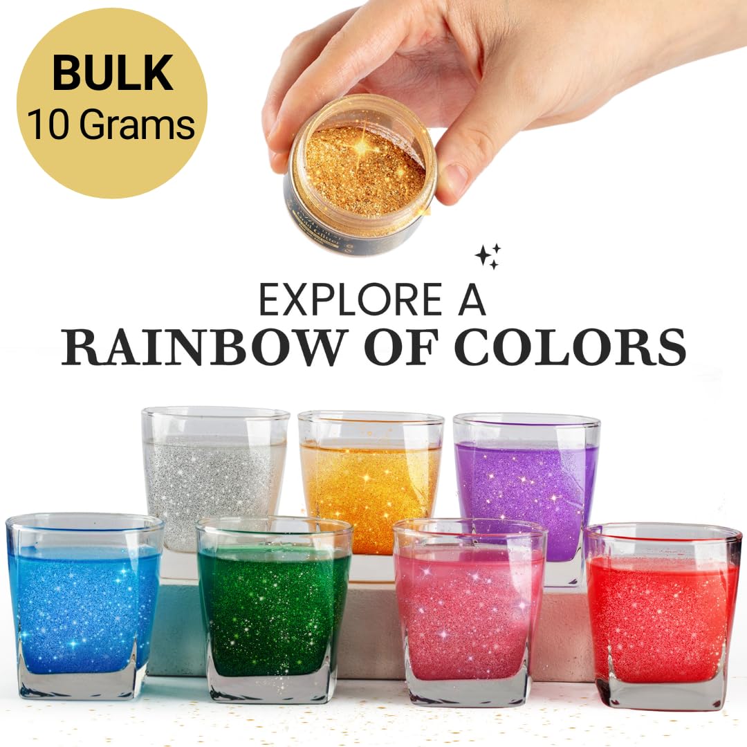 Edible Glitter Sprinkles for Cake Decorating, Drinks, Cookie, Icing, Dessert Decorations, Sparkly Luster, Food-Grade, Vegan, Gluten Free, Kosher, Bulk 10g, Red