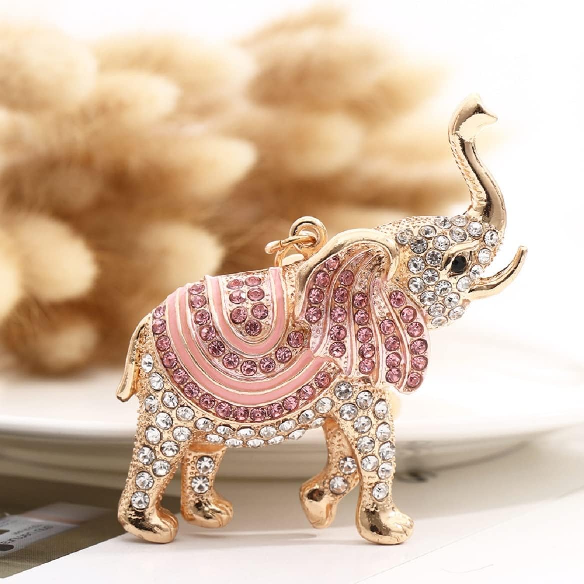 Elephant Keychain for Women, Cute Elephant Key Chain, Sparkling Elephant Key Ring, Funny Elephant Keychains, Lucky Elephant Keyring, Rhinestone Elephant Animal Keychain Accessories