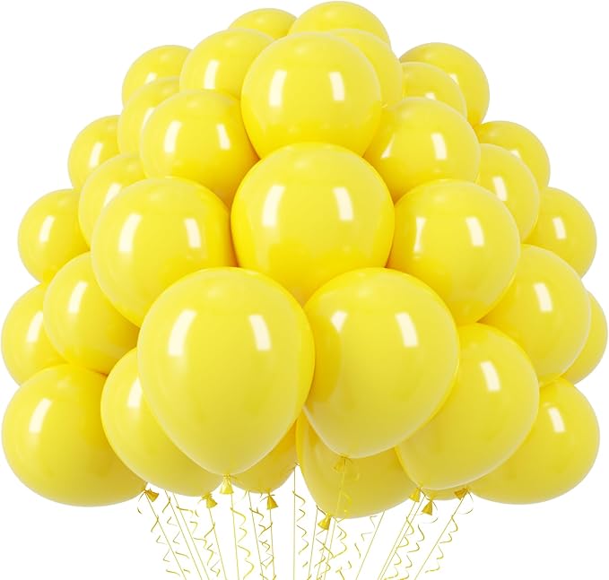110pcs Yellow Balloons 12inch Yellow Latex Party Balloons for Graduation, Wedding, Birthday, Gender Reveal, Baby Shower, Anniversary, Sunflower and Honeybee Theme Party Decorations