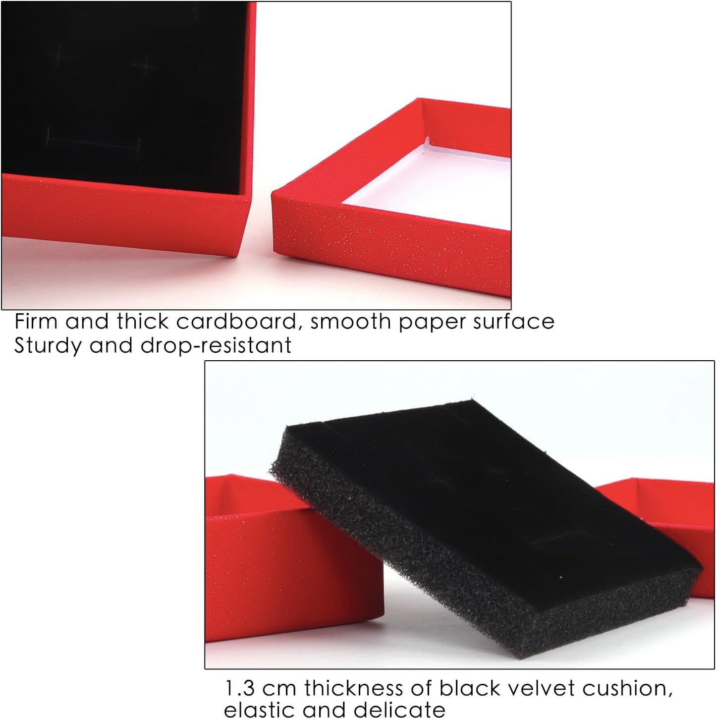 Gift Box Necklace Earring Ring Box Gift Box,12 Pieces Square Cardboard Jewelry Gift Boxes,Cotton Filled Cardboard Paper Jewelry Box Gift Case (3.5x3.5x1.25 Inches) (Red)