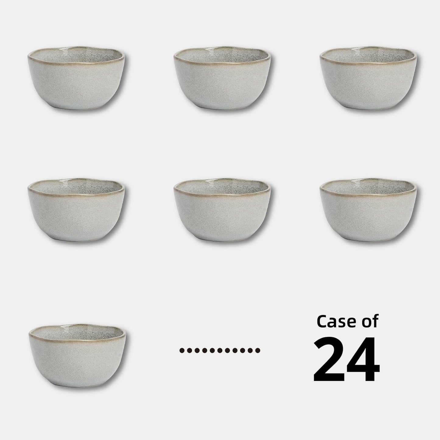 Organic Shape Restaurant Soup Bowl 5.5", Commerical Grade Catering Stoneware Soup bowl in Ir-regular Organic Shape, Chip & Scratch Resistant, Glossy Reactive Glaze Grey, Case of 24