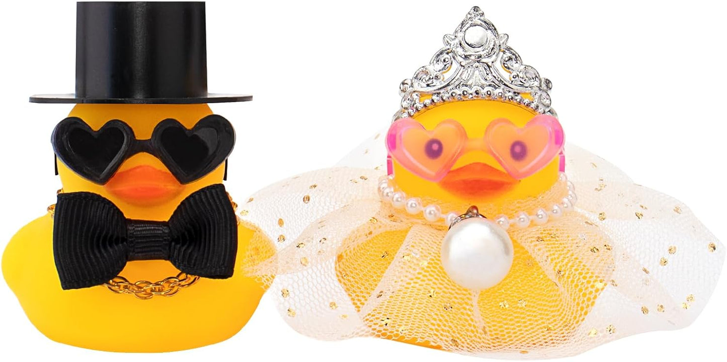 wonuu Pair Set of 2 Bride and Groom Rubber Ducks for Wedding Favors, Party Favors, Ceremony Gift Set, Marriage Souvenir, Marry Blessings, Aniversary Present, White Dress&High Top Hat