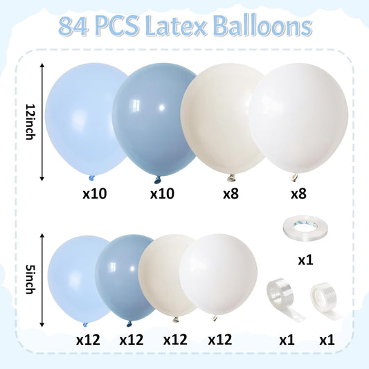 Dusty Blue Balloons Garland Arch Kit, Haze Blue Sand White Balloon Arch Kit, Pastel Blue Beige Balloon for Baby Shower Gender Reveal Birthday Engagement Wedding Bridal Shower Party Decorations