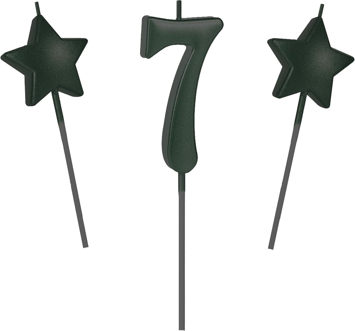 2.75in Tall Black Number 7 Birthday Candles - Glitter Black Happy Birthday Cake Toppers and Cupcake Decoration for Adults and Kids' Parties
