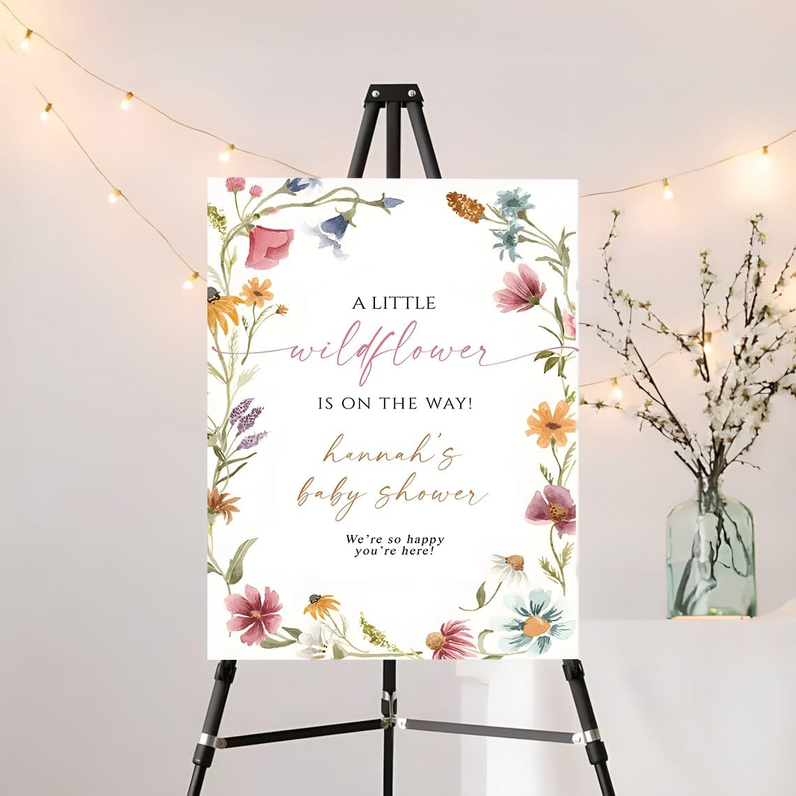 Generic Personalized Wildflower Baby Shower Welcome Sign, Baby Shower Sign, Welcome Sign, Cute Baby Shower Welcome Sign, Floral Baby Welcome Sign, Baby Shower Decorations, Full Size, Vesion #9