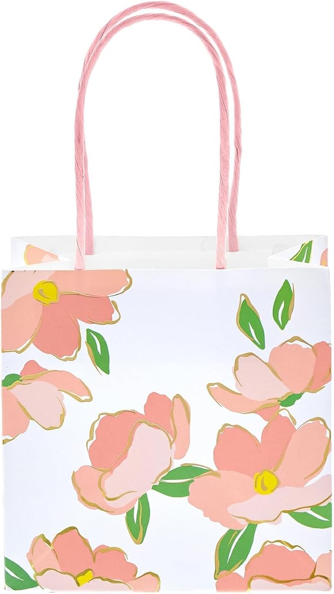 Sparkle and Bash Party Favor Bags with Handles - 12-Pack, 5 x 5 x 3 In, Pink Floral & Animal Assortment - Mini Gift Bags for Jewelry, Candies & Small Favors