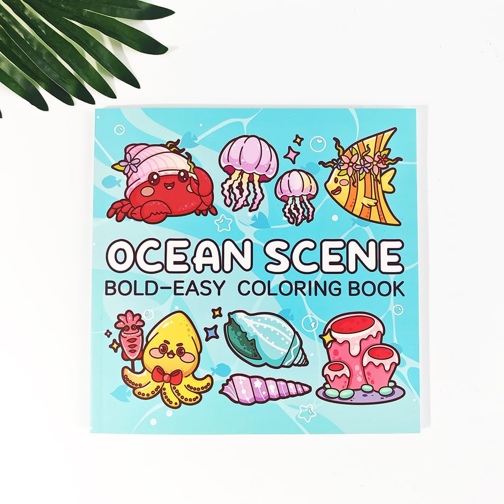 Adorable Coloring Book for Kids Ages 4–8: 40 Unique Single-Sided Pages to Prevent Bleed-Through | Thick Paper for Markers & Crayons | Screen-Free Learning Fun & Family Creative Gift (Ocean Scene)