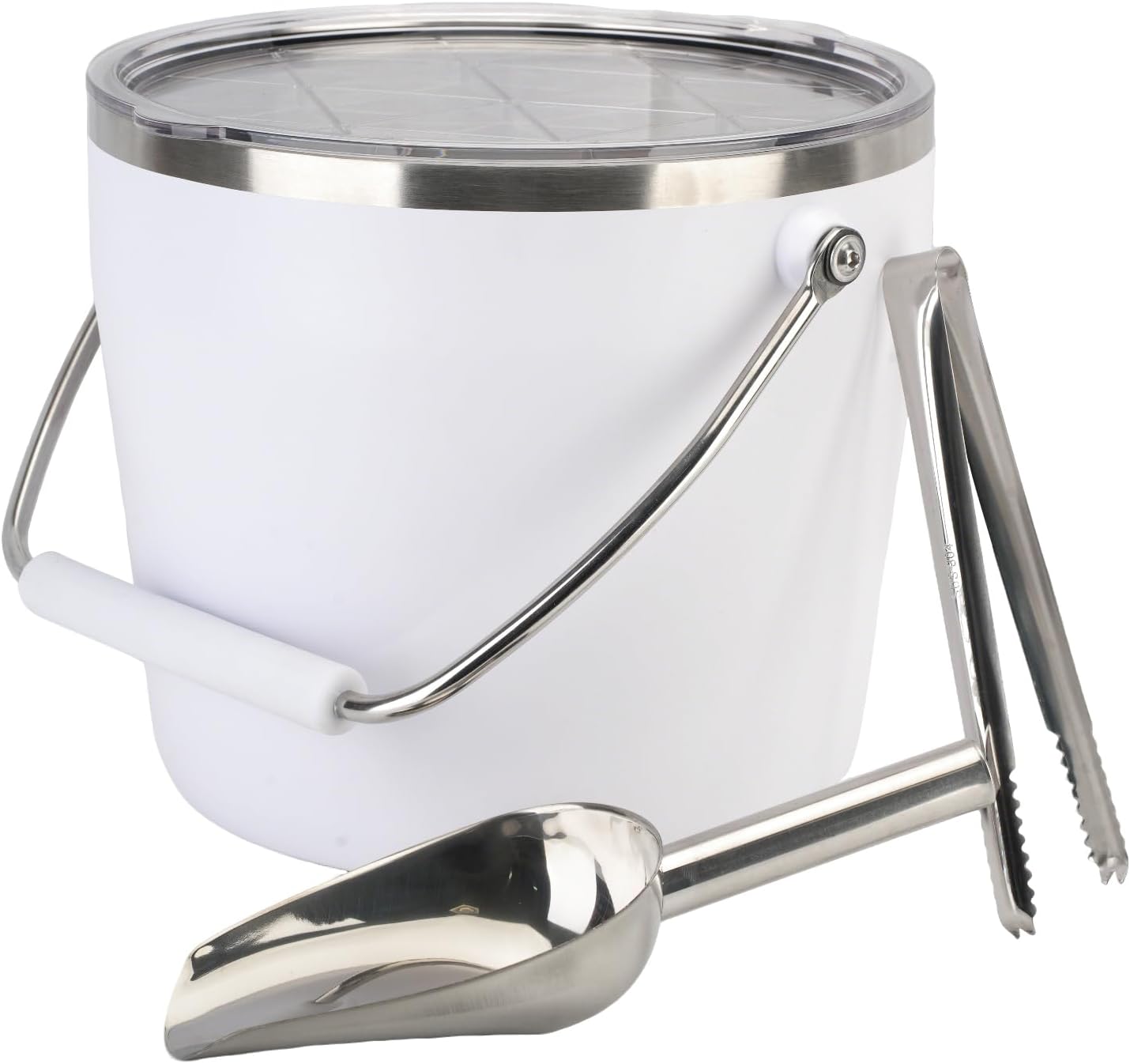 7L Beverage & Ice Bucket with Lid, Stainless Steel, Includes Scoop & Tongs, Holds 6 Beer Bottles or 3 Wine Bottles, Keeps Drinks Cold for Hours, Easy Carry Handle for Parties & Outdoor