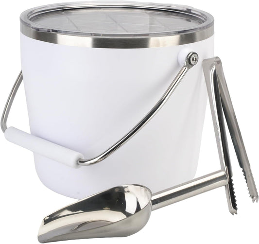7L Beverage & Ice Bucket with Lid, Stainless Steel, Includes Scoop & Tongs, Holds 6 Beer Bottles or 3 Wine Bottles, Keeps Drinks Cold for Hours, Easy Carry Handle for Parties & Outdoor