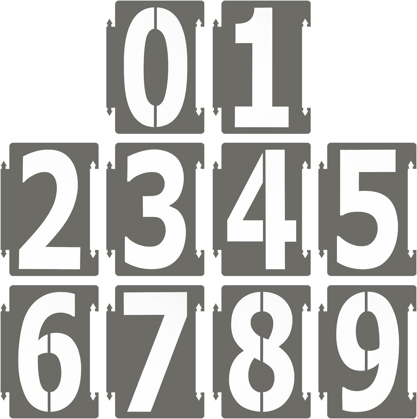 PATIKIL 20Pcs 2 Inch Large Number Stencils, 0-9 Address Number Stencil, Reusable Plastic Digital Templates for Crafts Drawing Wood Stencils Templates White