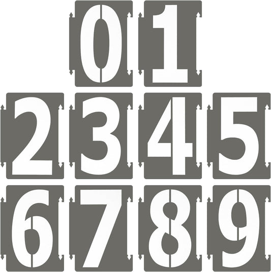 PATIKIL 20Pcs 2 Inch Large Number Stencils, 0-9 Address Number Stencil, Reusable Plastic Digital Templates for Crafts Drawing Wood Stencils Templates White