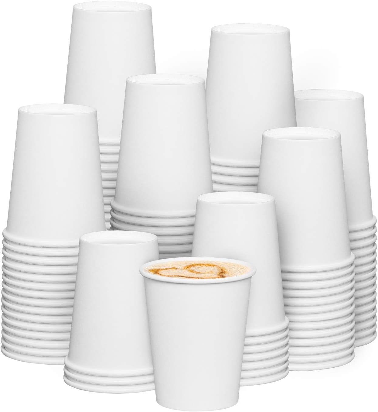 GUSTO [8 oz. - 300 count] Disposable White Paper Cups, Hot Coffee Cups - Eco-Friendly Hot Cups