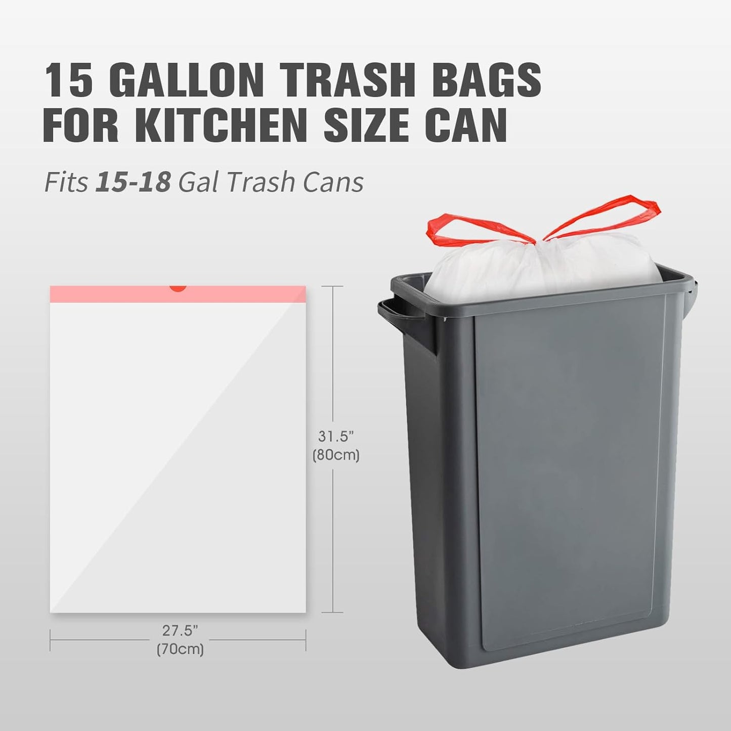 15-18 Gallon Drawstring Trash Bags - (102 Count) Ultra Large Trash Can Liners, Heavy Duty Strong White Plastic Garbage Bags for Home Kitchen Office Lawn Commercial