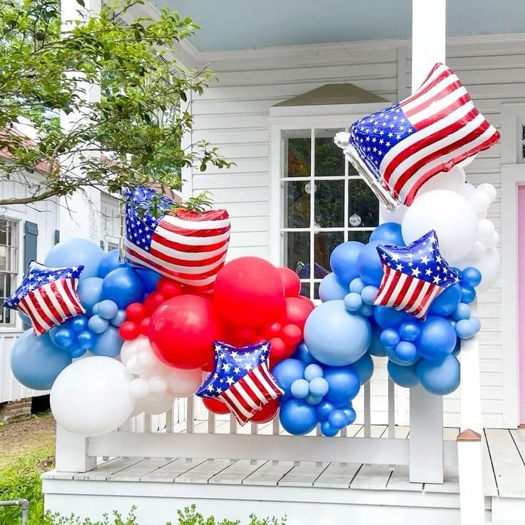 Red Blue White Balloons, 60 PCS 12 inch Navy Light Blue Red and White Balloons for Baseball Birthday Party Britain Sporting Patriotic Labor Memorial Day 4th of July Independence Day Decorations