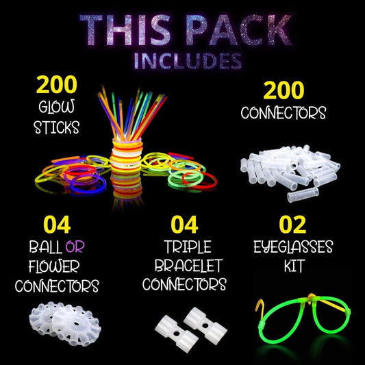 410 Pcs Glow Sticks Bulk, Glow in The Dark Party Supplies, 12 Hours Glow Party Pack 8 inch, Mardi Gras, Party Favors