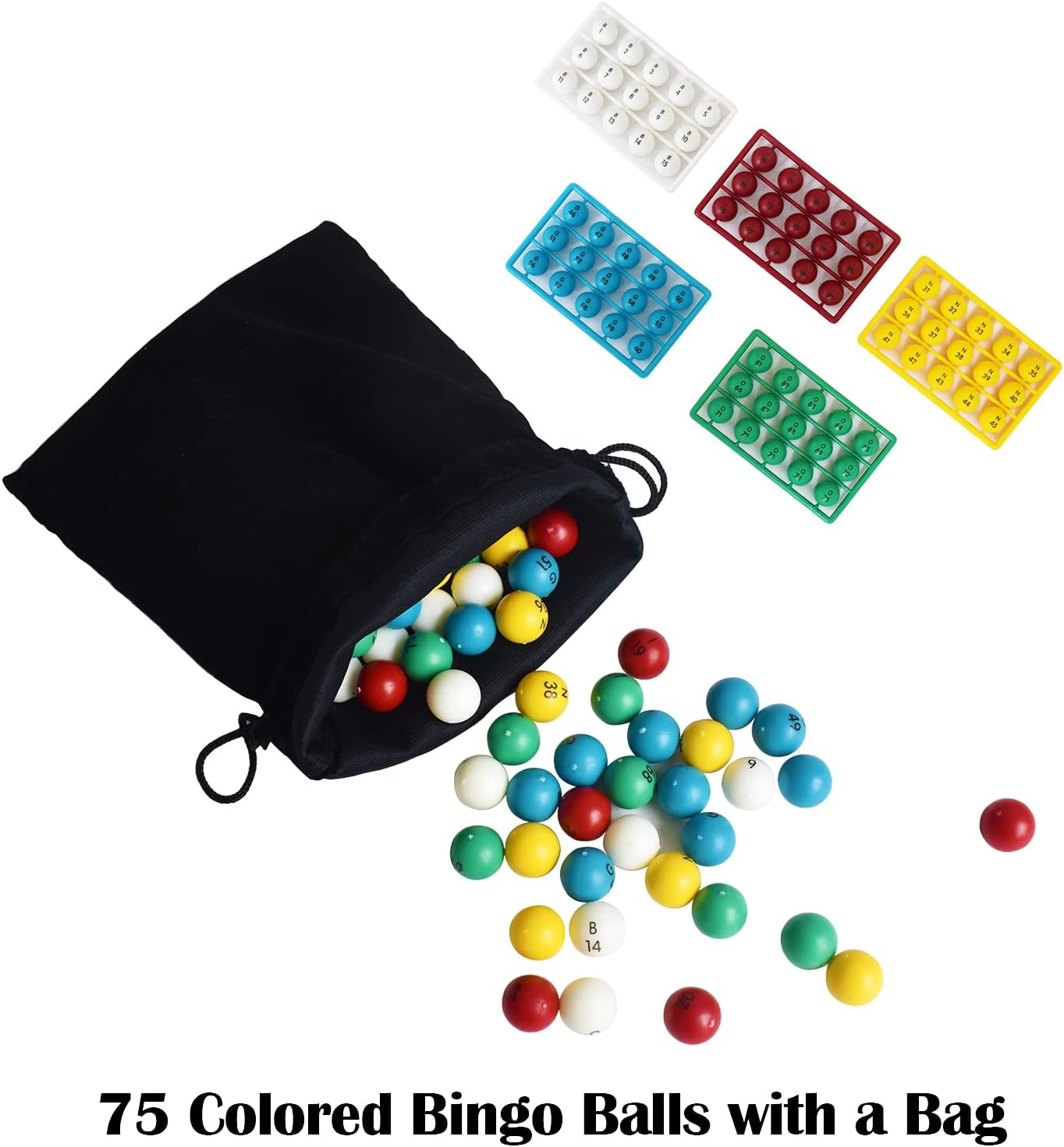 Yuanhe Deluxe Bingo Game Set - Metal Round Cage, 75 Colored Balls, 50 Bingo Cards, 300 Mixed Chips and Master Board for Large Groups, Parties