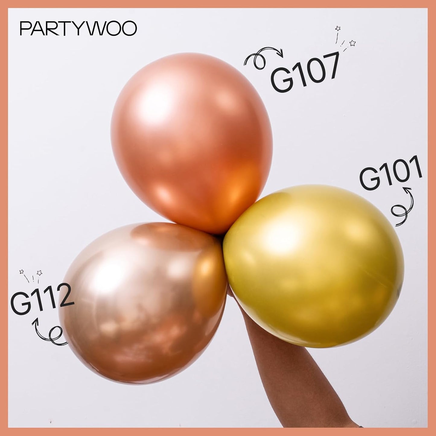 PartyWoo Metallic Rose Gold Balloons 100 pcs 12 Inch Latex Balloons for Wedding Engagement Baby Shower Bridal Shower Gender Reveal Bachelorette Birthday Party Decorations Rose Gold-G107