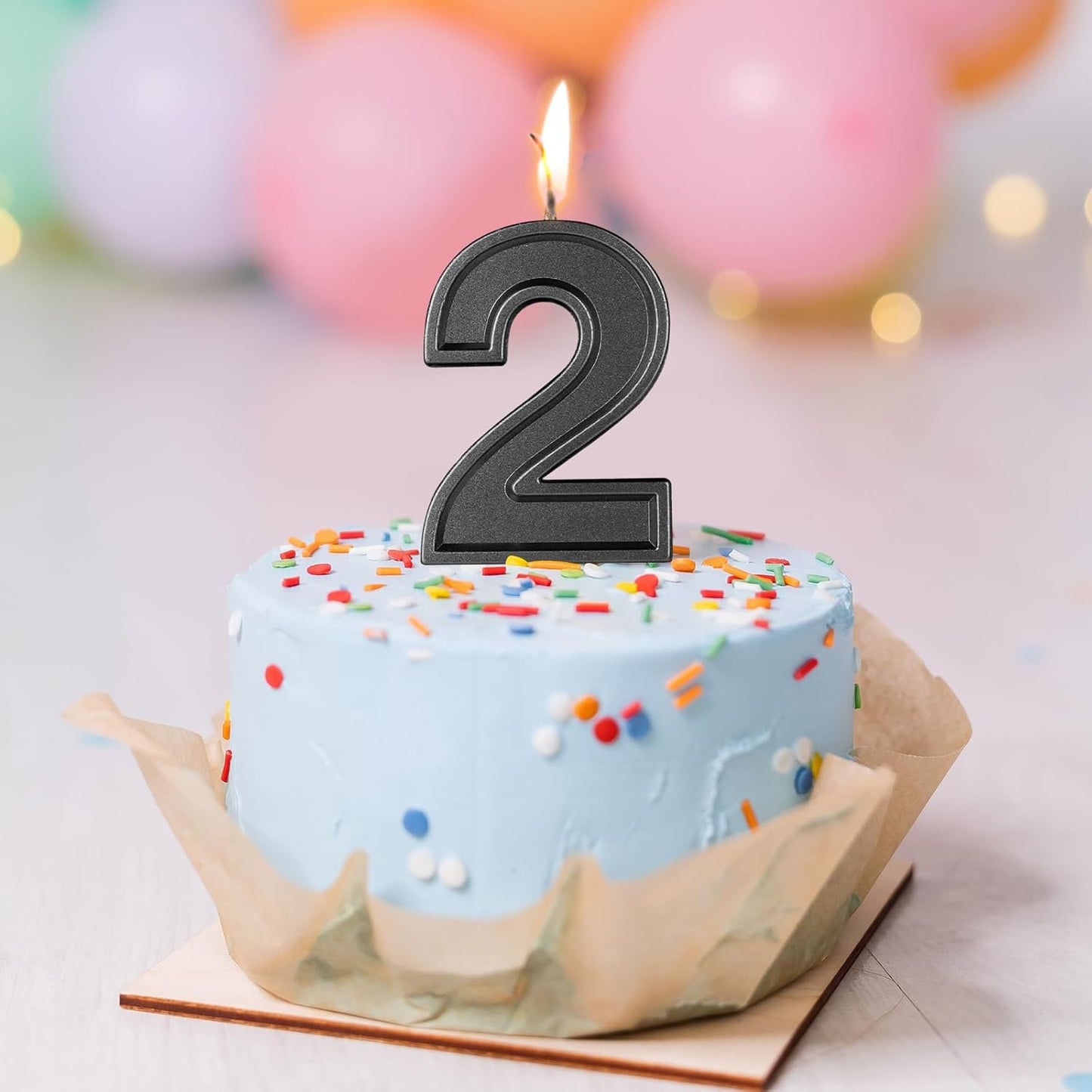 BEAN LIEVE Black Birthday Candles Number 2, Black Number Candles, Cake Number Candles for Birthday Parties and Wedding Anniversary Celebrations