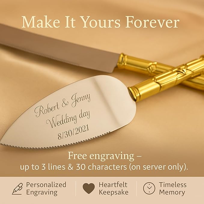 GIFTS INFINITY Personalized Wedding Cake Knife and Server Set with Engraving – Cake Cutting Utensil Set, Keepsake Gift for Wedding, Anniversary, Reception, Birthday & Other Occasions