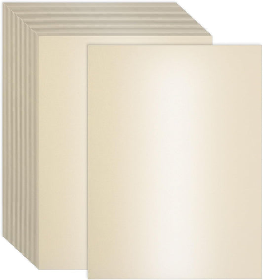 300 Sheets Shimmer Cardstock 8.5 x 11 Inch Certificate Paper Card Stock, 250gsm/92lb Double Sided Printer Paper Pearlescent Paper for Invitations, Certificates, Crafts, DIY Cards (Cream)