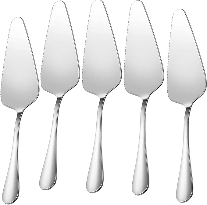 Kucensi Cake Pie Server, 5 Pack Stainless Steel Pie Pizza Pastry Cake Slicer Server Set, Cake Cutter with Serrated Edges, Pie Cutters for Kitchen, Restaurants, Wedding, Birthdays and Parties