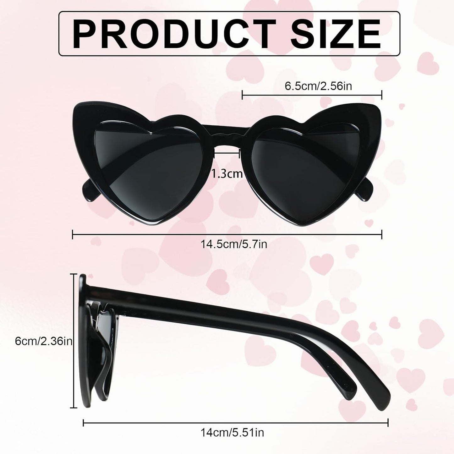 AEAHALY Pink White Black Heart Sunglasses for Women Vintage Bride Heart Shaped Sunglasses Wedding Party Accessories
