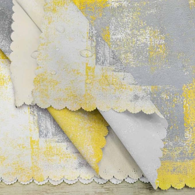 Grey Yellow Graffiti Cloth Table Napkins Set of 4 Modern Simple Art Painting Polyester Washable Decoration Dinner Napkins for Kitchen 18 x 18 inch