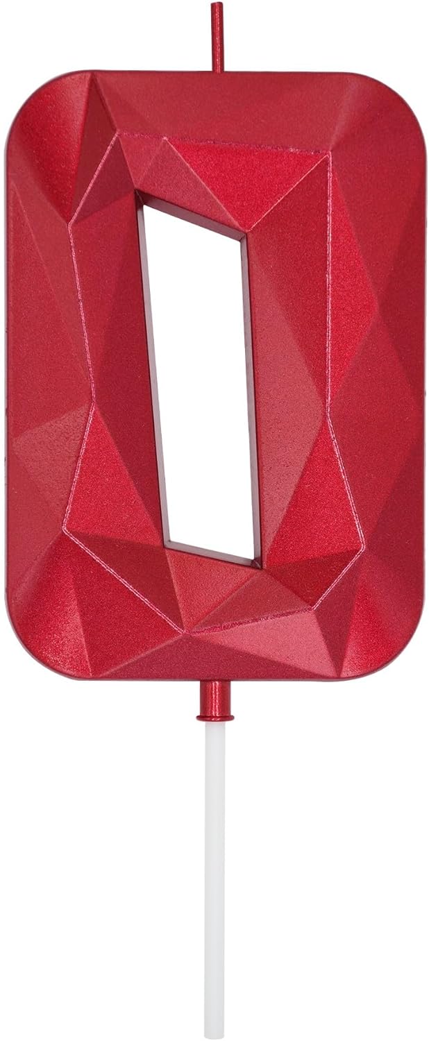 DERVENTA Large Birthday Candle Number 3D Red 3.7 inch Party Celebration Anniversary Decoration Cake Topper 1 Piece (Number 0 Red)