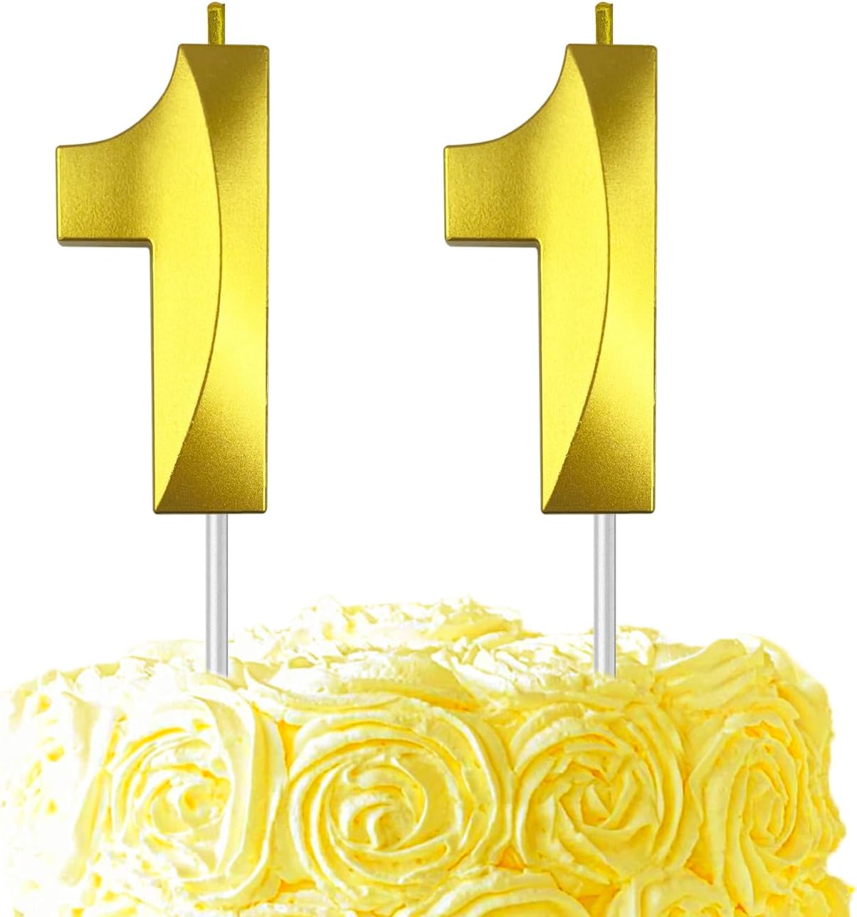 Gold Number 11 Candles, 3D Diamond 2.76 Inch Cake Topper Birthday Candles for Wedding Anniversary Cake Decorations, Happy Birthday Party Decorations