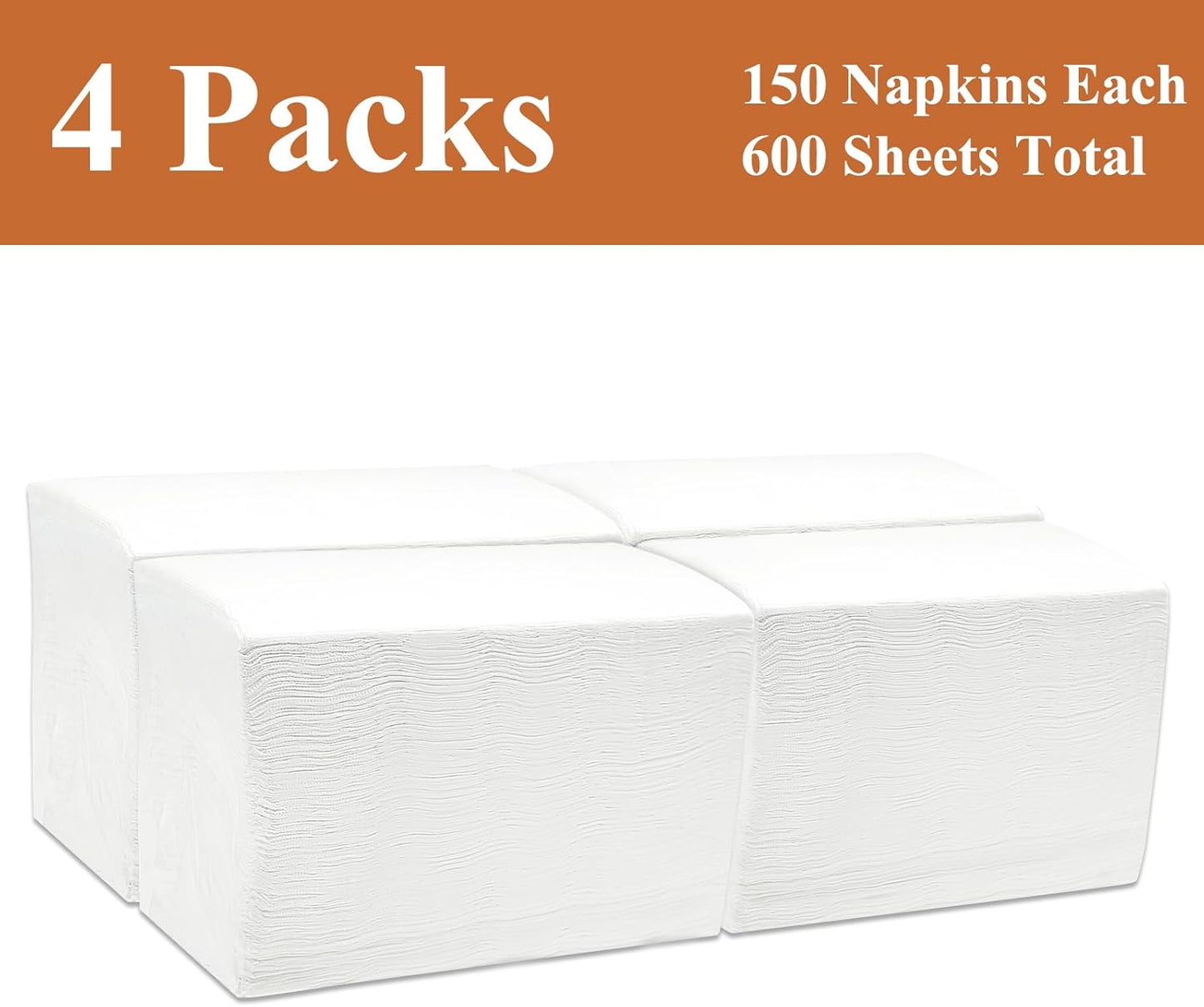 Disposable Napkins, 2-Ply 600 Count Paper Dinner Napkins, White Napkins Bulk for Wedding Party Bathroom and Everyday Use (16.2" X 15")