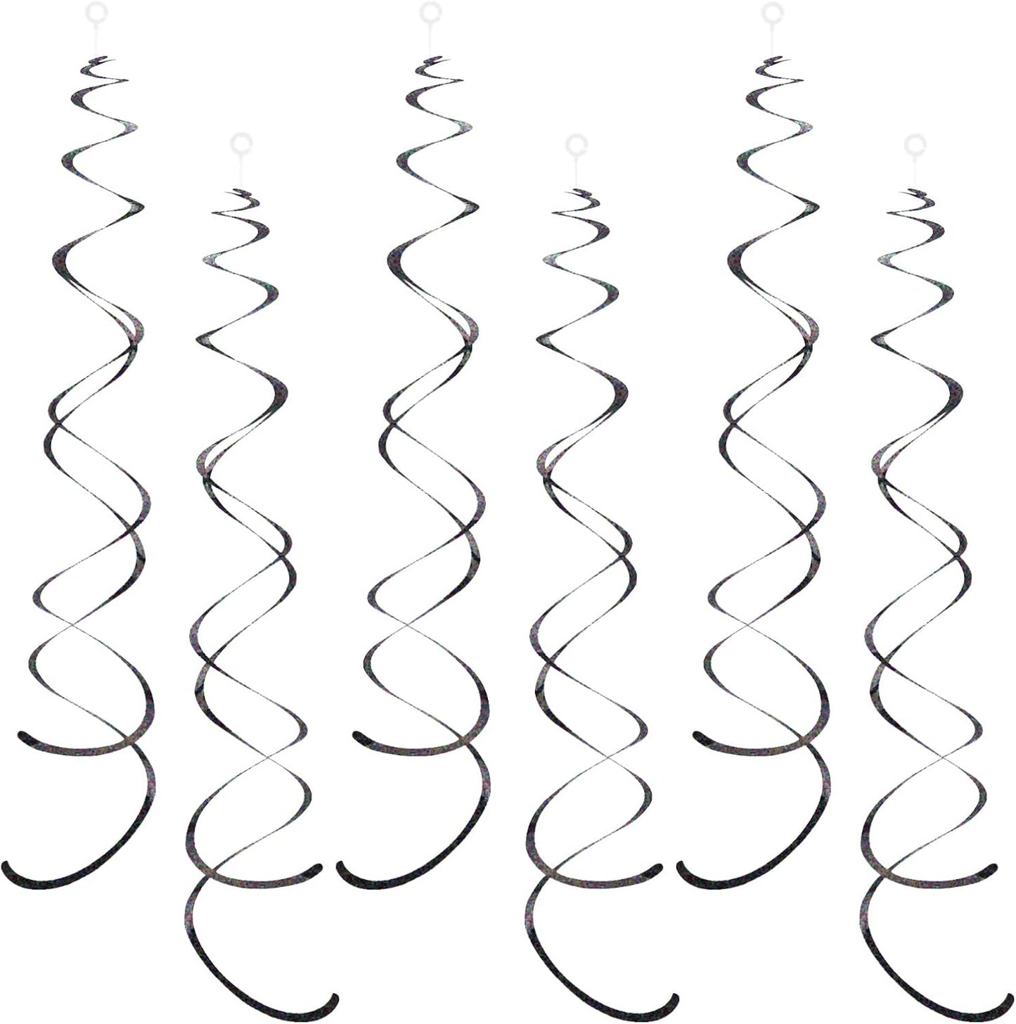 30 Pieces Iridescent Black Party Hanging Swirl Decorations Plastic Streamers Foil Swirls Ceiling Decorations Birthday Bachelorette Bridal Shower Baby Shower Graduation Decorations 2023