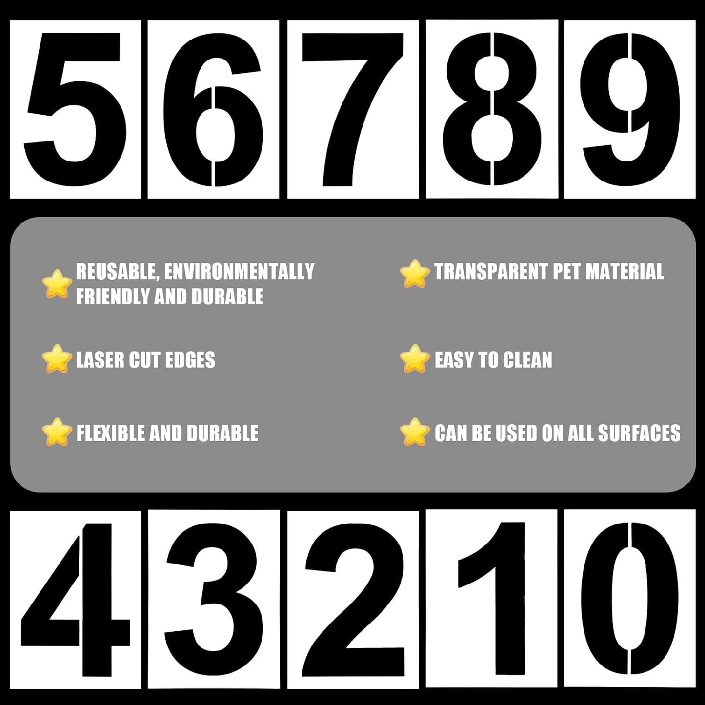 4 Inch Number Stencils for Painting Curb Stencil Kit for Address Painting Address Number Paintings Stencils Reusable Digital Templates Curb Stencil Kit for Addresses Paint for Cake Wood Signs Mailbox