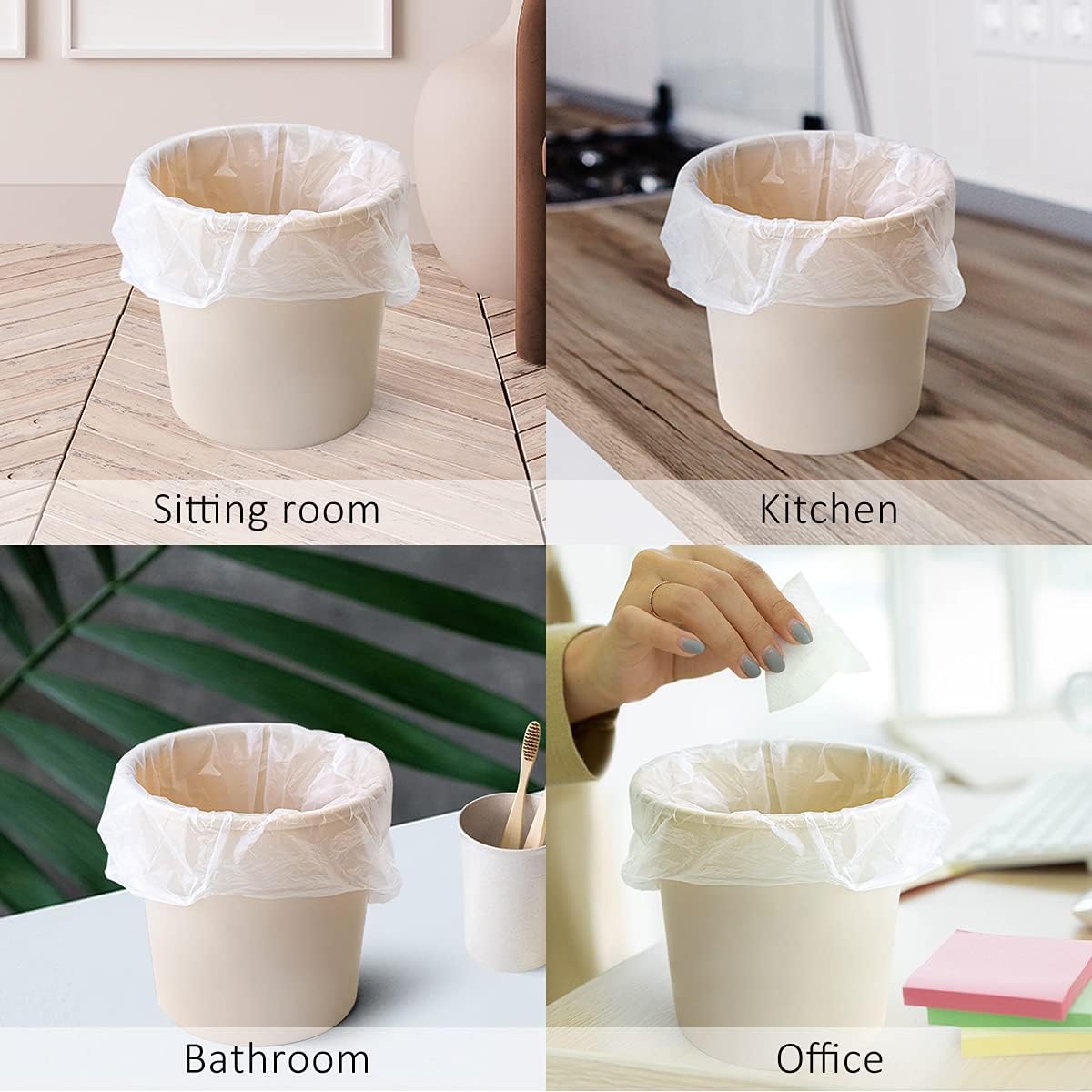 1 Gallon 330 Counts Strong Trash Bags Garbage Bags by Teivio, Bathroom Trash Can Bin Liners, Small Plastic Bags for home office kitchen, Clear