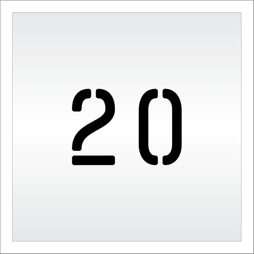 Pavement, Curb, and WheelStop Stencils - 4 inch Double Number Stencil - (20) - 4" x 5.5" x 1/8" (128 mil) - Pro-Grade