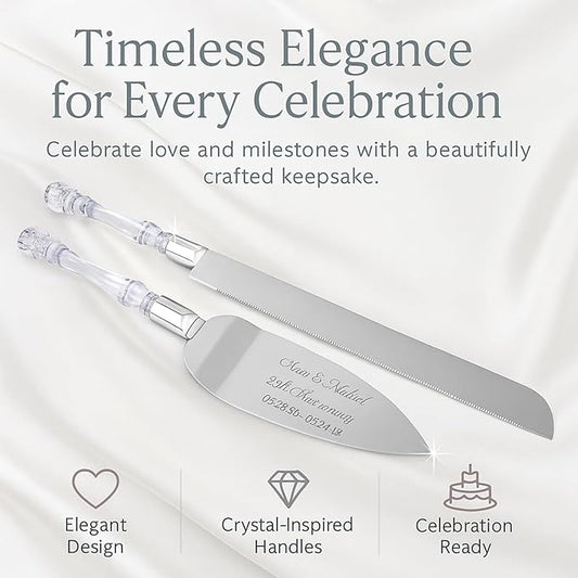 GIFTS INFINITY Personalized Wedding Cake Knife and Server Set with Engraving – Mis Quince Anos, Keepsake Gift for Wedding, Anniversary, Reception, Birthday & Other Occasions (CT-101V)