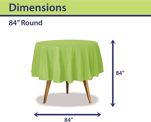 Lime Green Disposable Plastic Tablecloth for Round Tables (12 Pack) 84 inches Table Cloths for Parties, Events & Weddings, Indoors & Outdoors, Plastic Table Cover