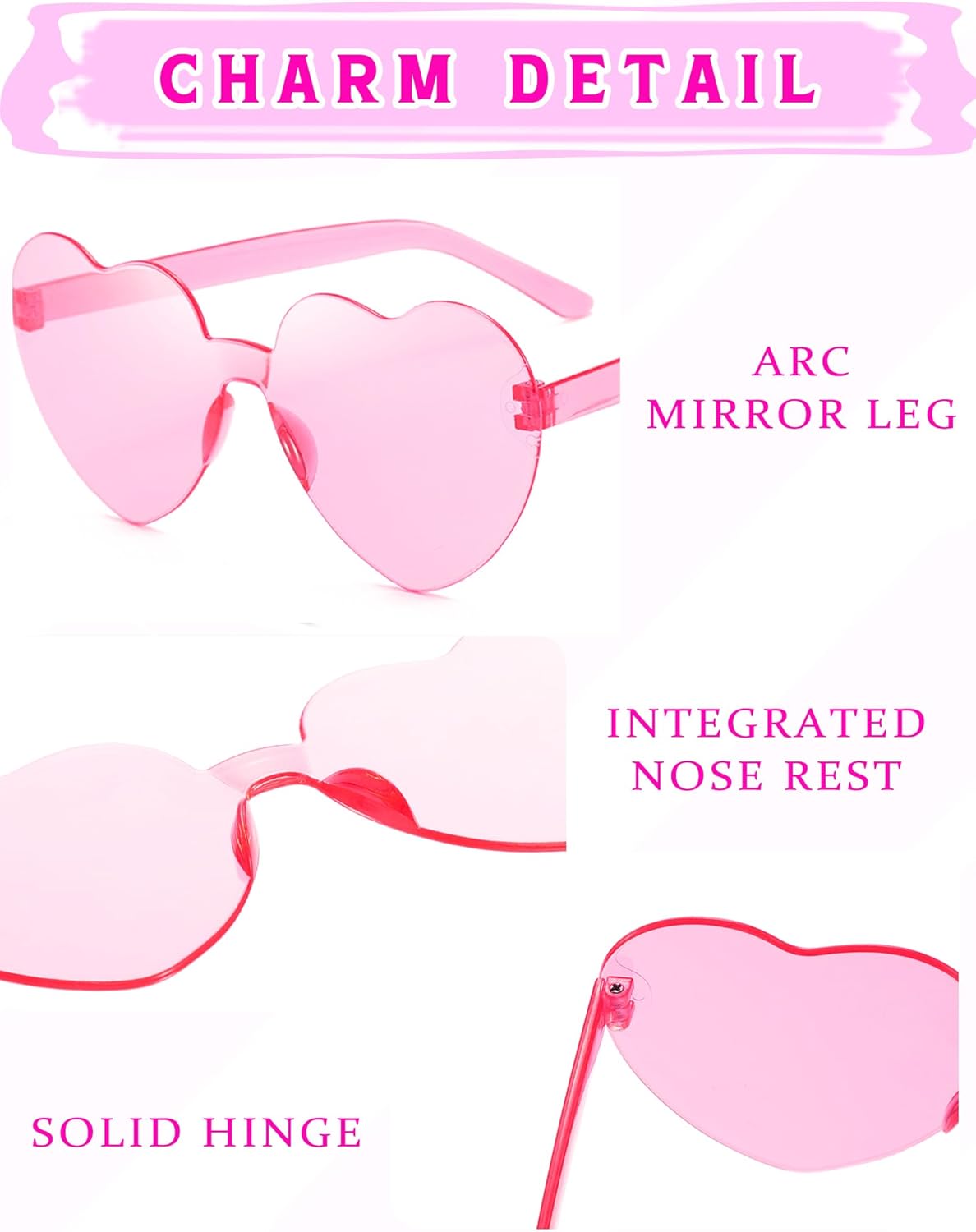 Heart Shaped Rimless Sunglasses 12Pack, Bachelor Party Cool Colorful Funky Sunglasses