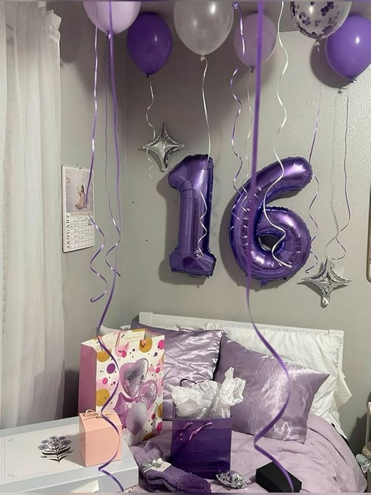 Balloon Number 26 Purple, Foil Happy 26th Birthday Balloon for Men & Women,40 Inch Large Balloons for 2 6 26 62 2026 Wedding Marriage Proposal Engagement Decorations