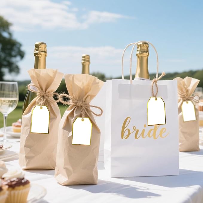 ASYEHJNR 100Pcs Gold Gift Tags with String Attached Foil Gold Frame Large White Paper Gift Tags Presents with 65 Ft Jute Twine for Christmas Holiday Baby Shower Wedding Birthday Gift Wrap Tags