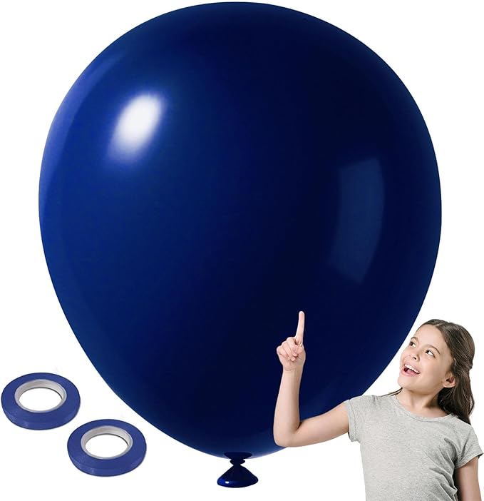 10Pcs Jumbo Navy Blue Balloons 36 Inch Giant Dark Blue Latex Ballons Extra Large Round Baloons Navy Party Decorations for 4th of July Graduation New Year Wedding Father's Day Baby Shower Birthday
