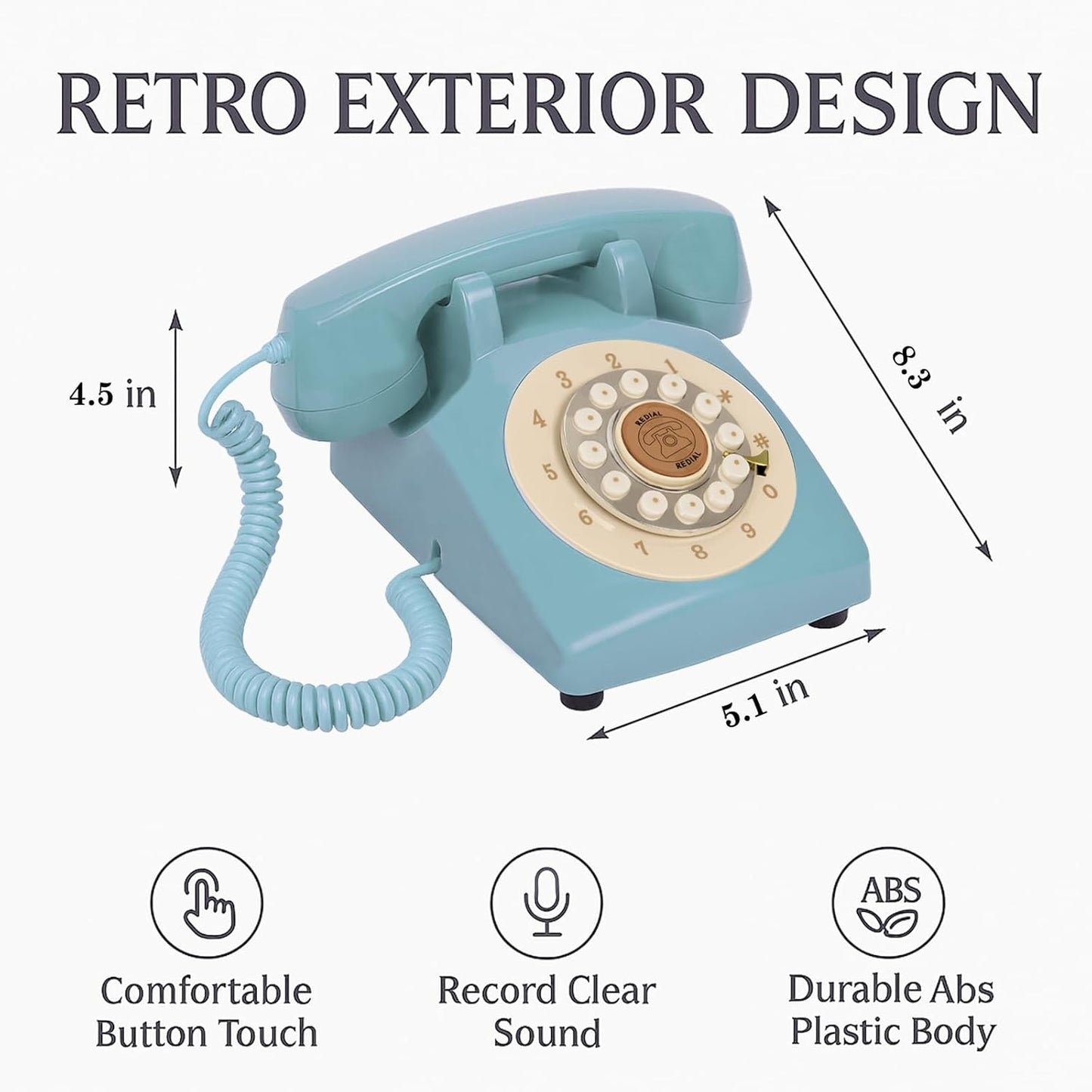 Audio Guest Book Wedding Phone, Retro Audio Phone Guestbook with Clear Voice Recording for Wedding Reception, Bridal Shower, Birthday, Baby Shower, Anniversary, Engagement (Sky Blue)