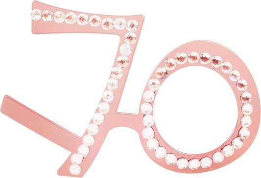 70th Birthday Glasses - 6 Pairs Rose Gold 70 Years Old Glasses with Rhinestones Frame, Funny Plastic Costume Photo Booth Props for 70th Anniversary Party Decorations