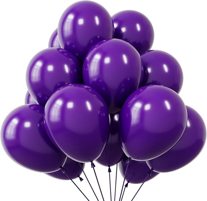 KBZVNAF Dark Purple Latex Party Balloons - 50 Pack 12 inch Helium Matte Purple Balloons for Birthday Wedding Baby Shower Halloween Party Decorations